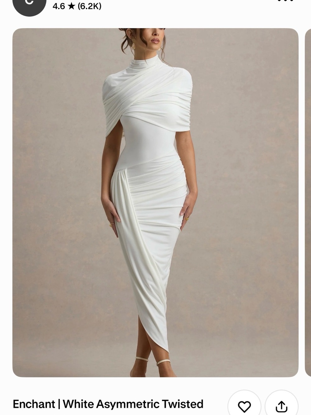 Club L London Ivory Asymmetric Twist Midi Dress